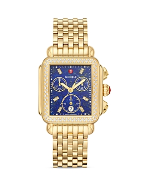 Michele Deco Chronograph, 33mm In Blue/gold