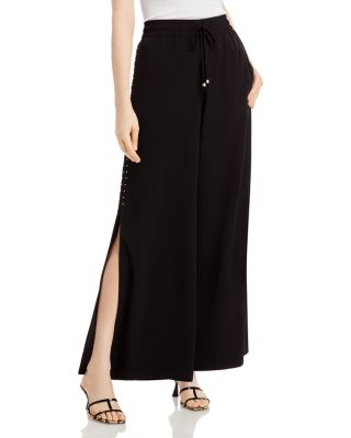 KARL LAGERFELD PARIS Studded Wide Leg Pants | Bloomingdale's