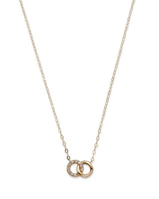 Bloomingdale's Fine Collection - Bloomingdale's Double O Pendant Necklace in 14k Yellow Gold, 0.06 ct. t.w. - 150th Anniversary Exclusive