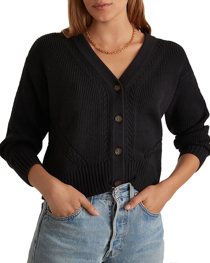Marine Layer Robin Cable Knit Cropped Cardigan | Bloomingdale's