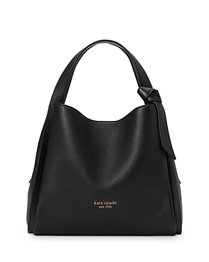 Shop Kate Spade New York Knott Medium Pebbled Leather Crossbody Bag In Black/gold