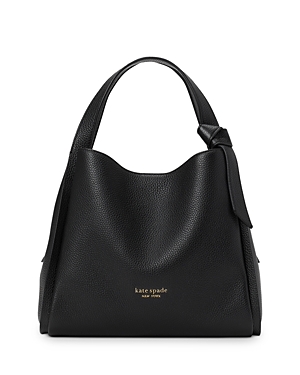 Kate Spade Knott Pebbled Leather Medium Crossbody Tote In Black/gold