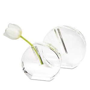 Tizo Crystal Clear Round Flat Vase, Small