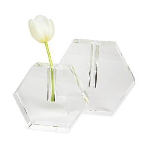 Tizo Crystal Clear Hexagon Flat Vase, Small