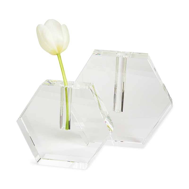 Tizo Clear Crystal Vase Flat Hexagon - Large In Clear