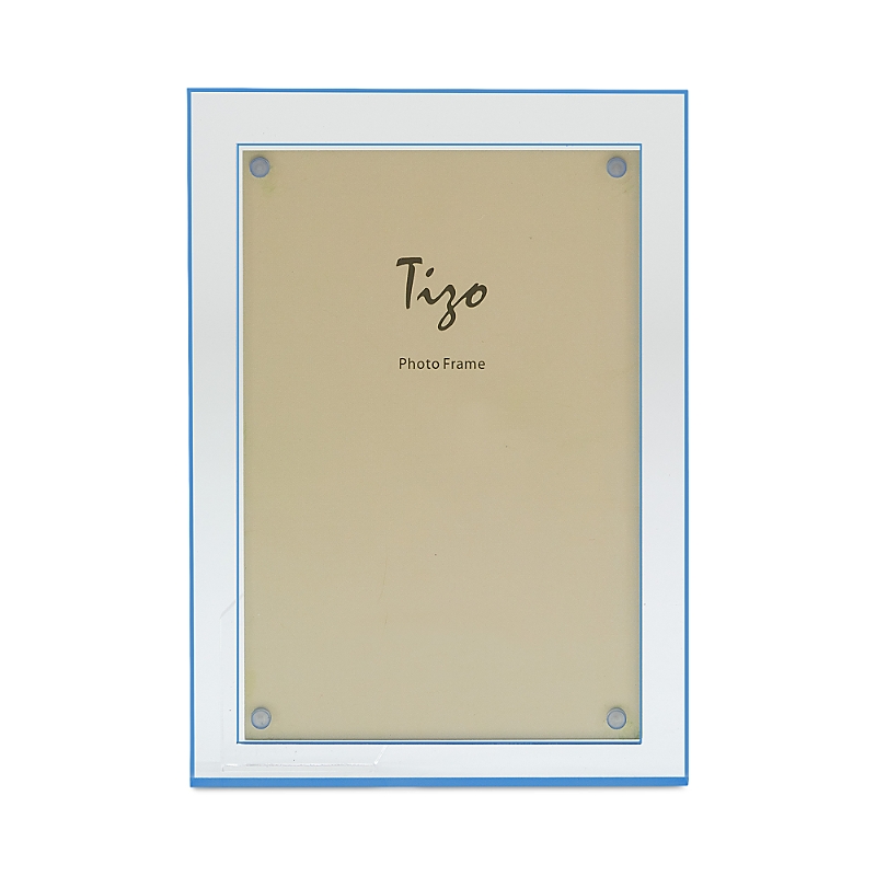 Tizo Double Border Lucite Frame, 5 X 7 In Clear/light Blue