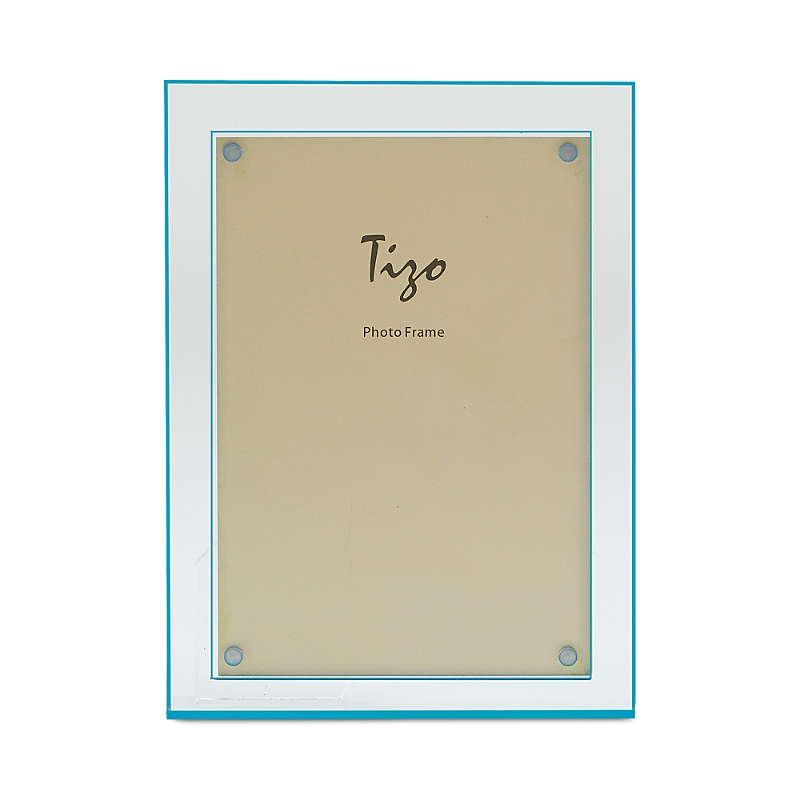 Tizo Lucite Double Border Frame, 5" X 7" In Clear/turquoise