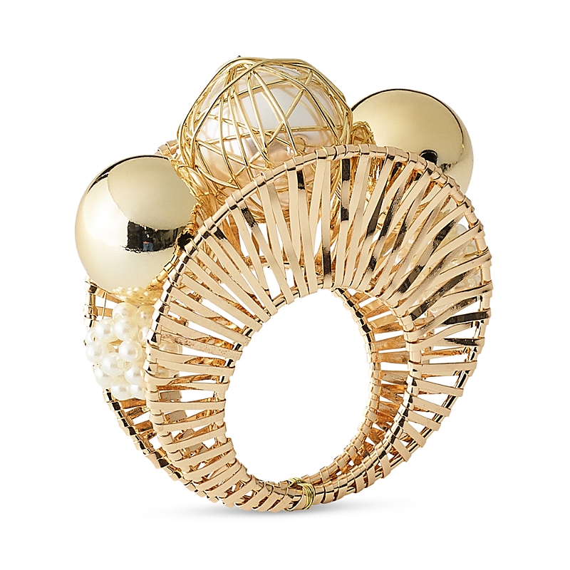 Kim Seybert Regent Napkin Ring In Ivory/gold