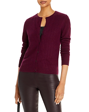 C By Bloomingdale's Crewneck Cashmere Cardigan - 100% Exclusive In Heather Burgundy