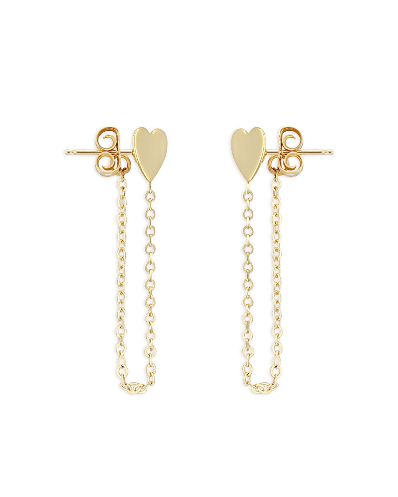 Moon & Meadow 14k Yellow Gold Heart Chain Drop Earrings In Gold