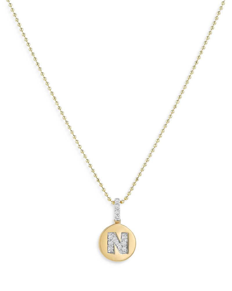 Bloomingdale's Fine Collection Diamond Accent Initial Pendant Necklaces in 14K Yellow Gold, 0.05-0.10 tcw