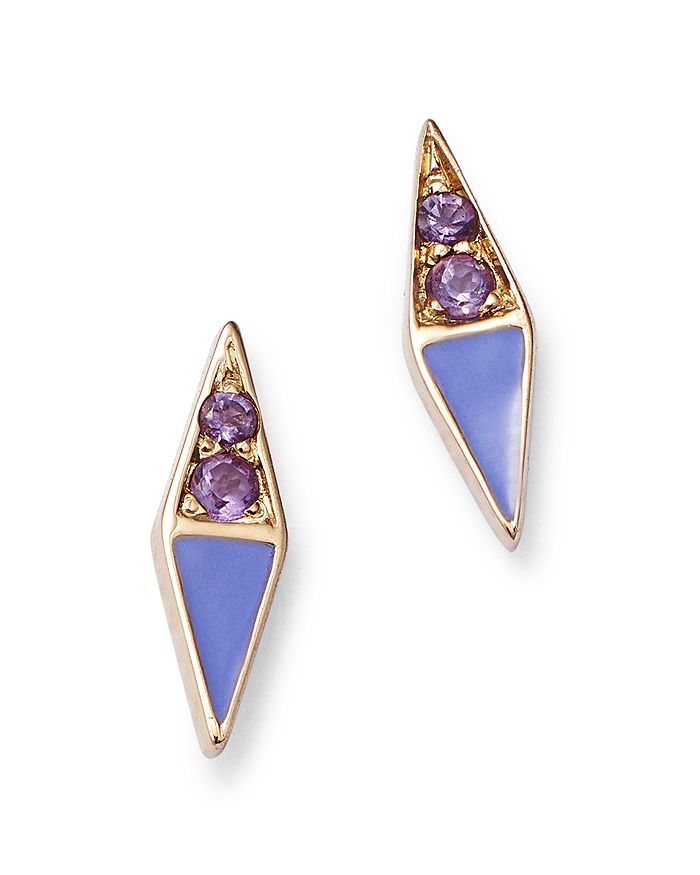 Moon & Meadow 14K Yellow Gold Amethyst & Enamel Spike Stud Earrings