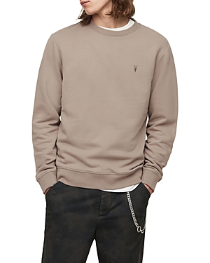 Allsaints Raven Cotton Embroidered Logo Regular Fit Crewneck Sweatshirt In Toasted Brown