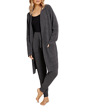 Shop Barefoot Dreams Open Front Wide Collar Cardigan In Carbon