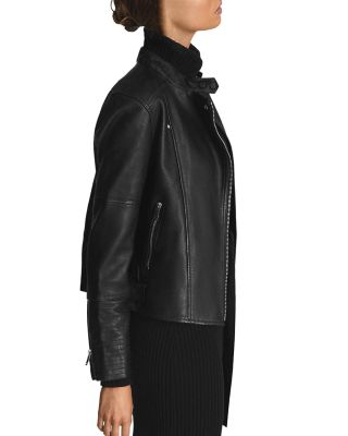 REISS Tallis Leather Biker Jacket | Bloomingdale's