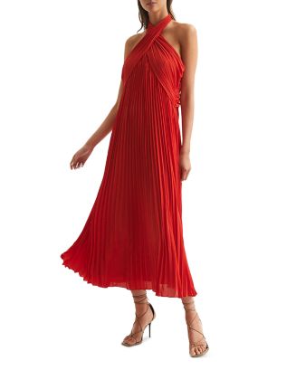 REISS Roya Pleated Halter Dress | Bloomingdale's