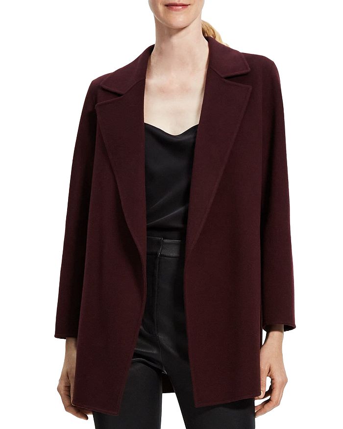 Theory Clairene New Divide Wool-cashmere Jacket In Merlot