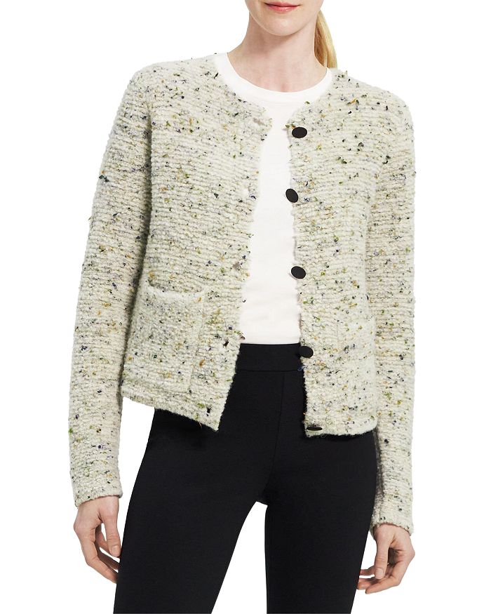 Theory Boucle Button Front Cardigan | Bloomingdale's