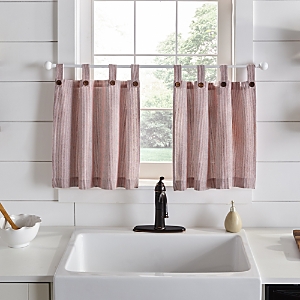 Elrene Home Fashions Tucker Ticking Stripe Window Tier Pair, 24 X 30 In Red