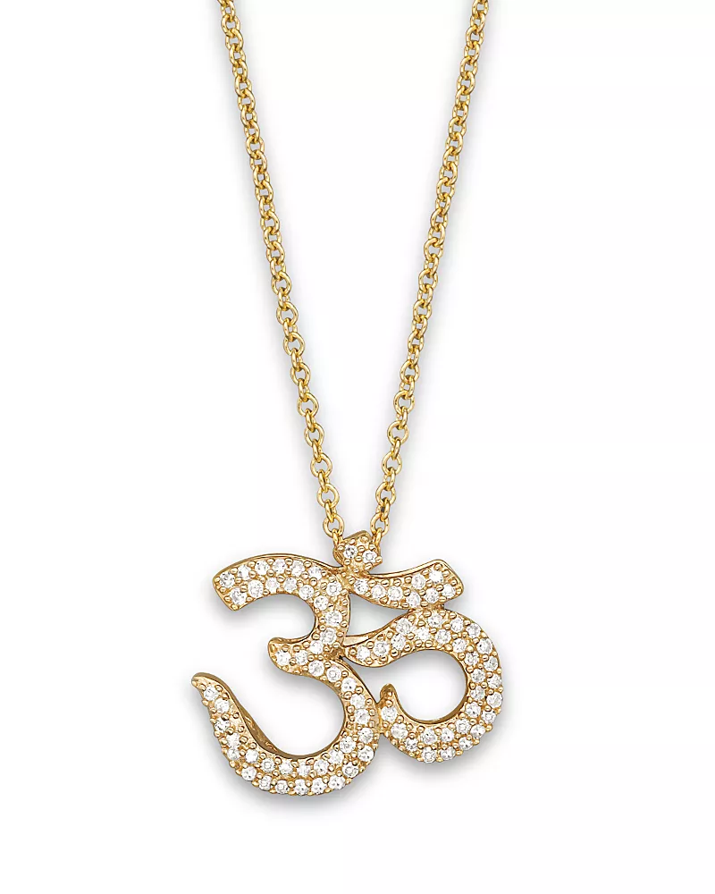 Diamond Ohm Pendant In 14K Yellow Gold, .25 ct.