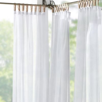 Darien Solid Indoor/Outdoor Sheer Adhesive Loop Tab Top Window Curtain Panel, 52" x 84"