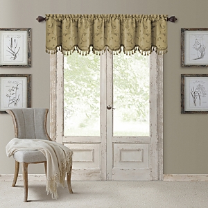 Elrene Home Fashions Mia Beaded Scallop Valance, 19 X 52 In Gold