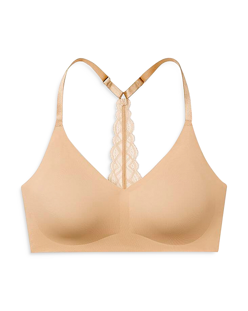 True & Co. True Body Triangle Lace Racerback Bralette In Desert