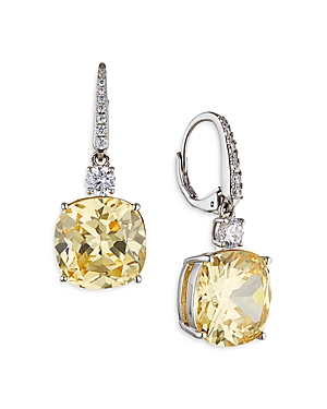 Shop Nadri Soleil Yellow Drop Earrings In Yellow/silver