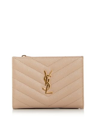 Saint Laurent Cassandre Matelasse Fragments Zipped Bi-Fold Wallet