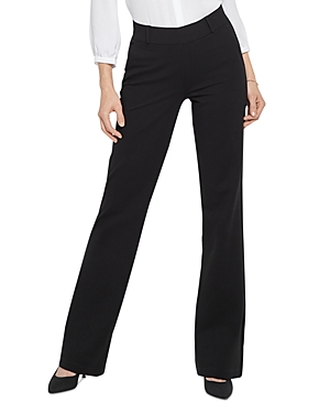 Nydj Pull-on Flare Leg Ponte Knit Trousers In Black