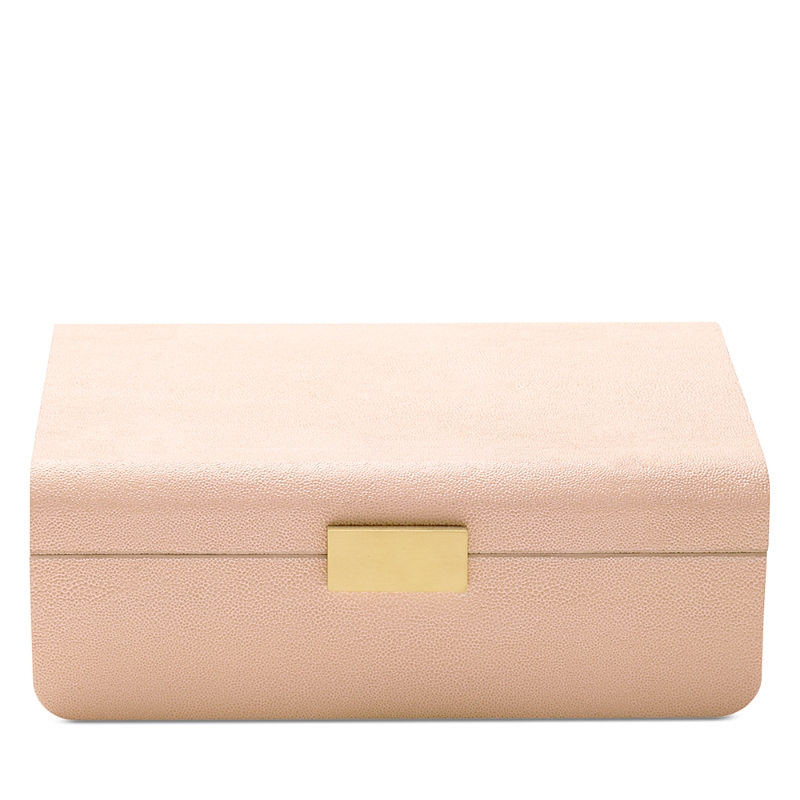 Aerin Large Blush Modern Faux-shagreen Decorative Box In Blush