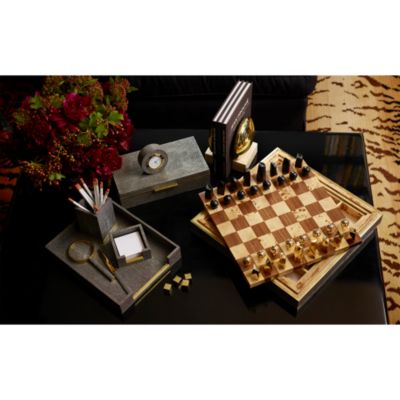Faux Shagreen Chess Set