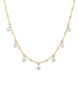 Roberto Coin 18K White & Yellow Gold Diamonds by the Inch Dogbone Link Collar Necklace, 16