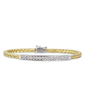 Shop Piranesi 18k Yellow Gold Oro Diamond Braided Bangle Bracelet In White/gold