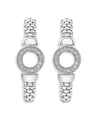 LAGOS - Sterling Silver Caviar Spark Diamond Circle Half Hoop Earrings