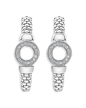 Lagos Sterling Silver Caviar Spark Diamond Circle Half Hoop Earrings