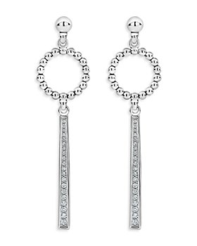 LAGOS - Sterling Silver Caviar Spark Diamond & Bead Circle Linear Drop Earrings