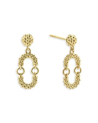 18K Yellow Gold Signature Caviar Superfine Drop Earrings