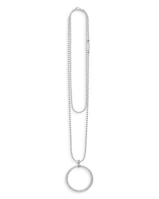 Sterling Silver Diamond Caviar Spark Circle Pendant Necklace
