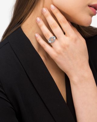 Sterling Silver Caviar Spark Diamond Circle Bead Ring