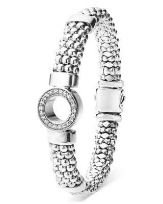 Sterling Silver Caviar Spark Diamond Circle Bead Link Bracelet
