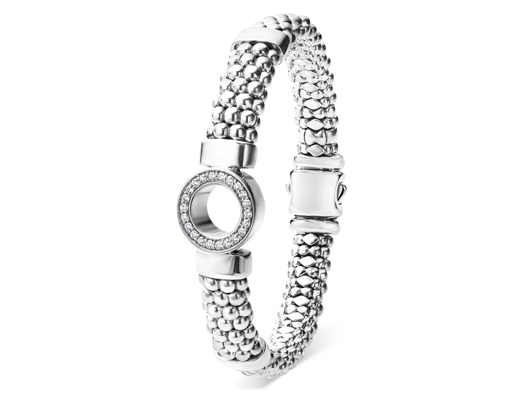 Sterling Caviar Spark Diamond Circle Bead Link Bracelet — Image 5