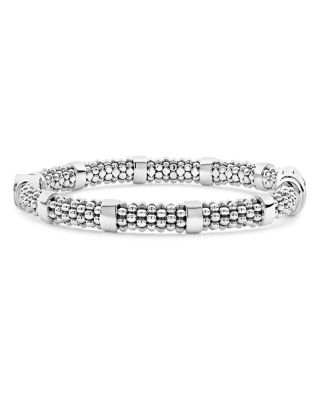 Sterling Silver Caviar Spark Diamond Circle Bead Link Bracelet