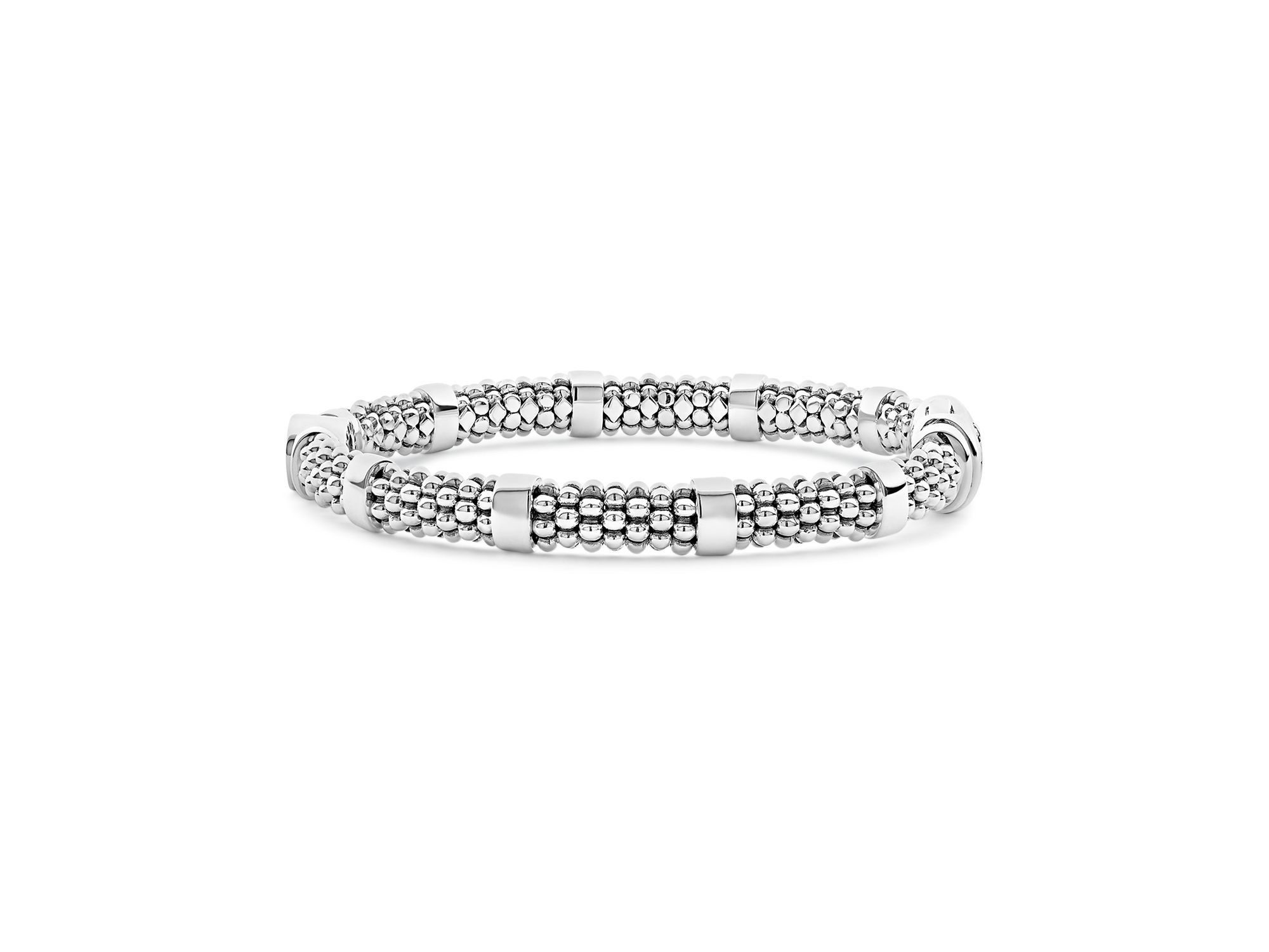 Sterling Caviar Spark Diamond Circle Bead Link Bracelet — Image 5