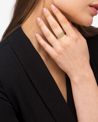 18K Yellow Gold Signature Caviar Triple Row Beaded Ring