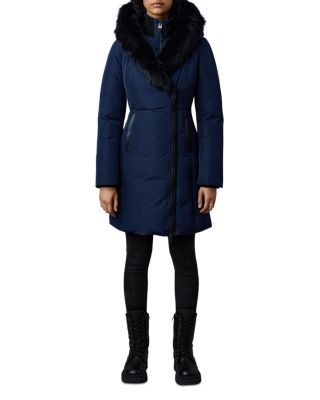 women's blue shearling coat