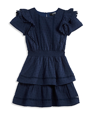 Aqua Girls' Tiered Swiss Dot Cotton Dress, Little Kid, Big Kid - 100% Exclusive In Navy