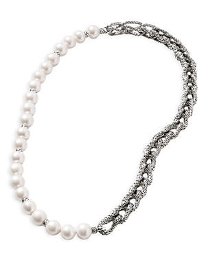 JOHN HARDY SILVER CHAIN CLASSIC PEARL ASLI LINK NECKLACE, 18