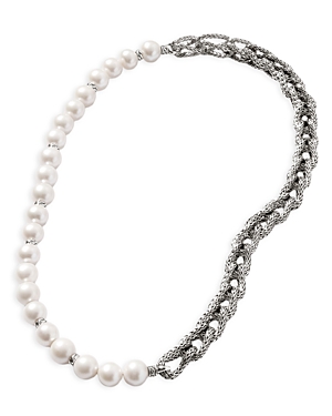 John Hardy ‘asli Classic Chain' Freshwater Pearl Sterling Silver Chain Necklace In White/silver