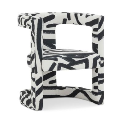 TOV Furniture - Ada Velvet Chair in Black Brushstroke Pattern